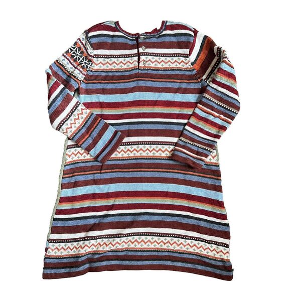 HANNA ANDERSSON Storyteller Fair Isle Striped Combed Cotton Dress SIZE 120 6-7 - Picture 2 of 8